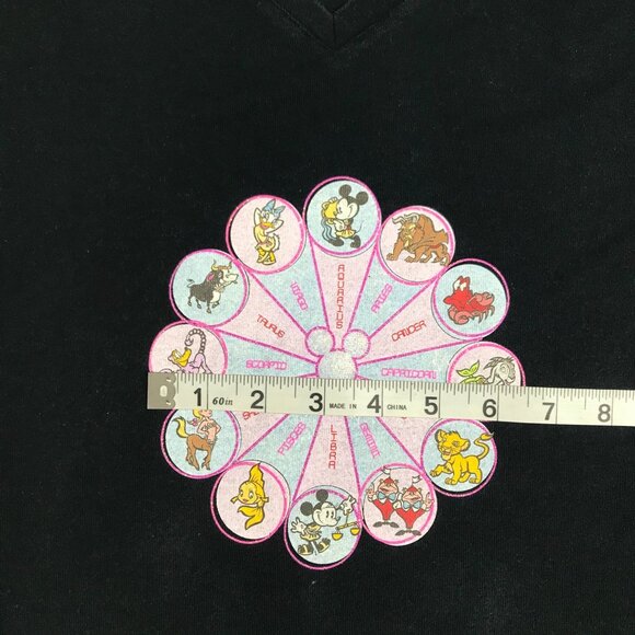 Disney Astrological Zodiac Sign Wheel Black V Neck Shirt NO SIZE TAG - Picture 5 of 11